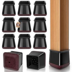 Chair Leg Floor Protectors Square Chair Leg Protectors for Hardwood Floors Silicone Caps Felt Strengthen Bottom Protection Anti-Scratch Reduce Noise 15 Pack Black Square M Fit:13/16" to 1" (20-26mm)