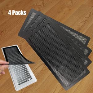 Floor Register Vent Cover- 4"x10" Magnetic Air Vent Screen Mesh Cover, Perfect for Wall/Ceiling/Floor Air Vent Filters (4-Packs) (Black)