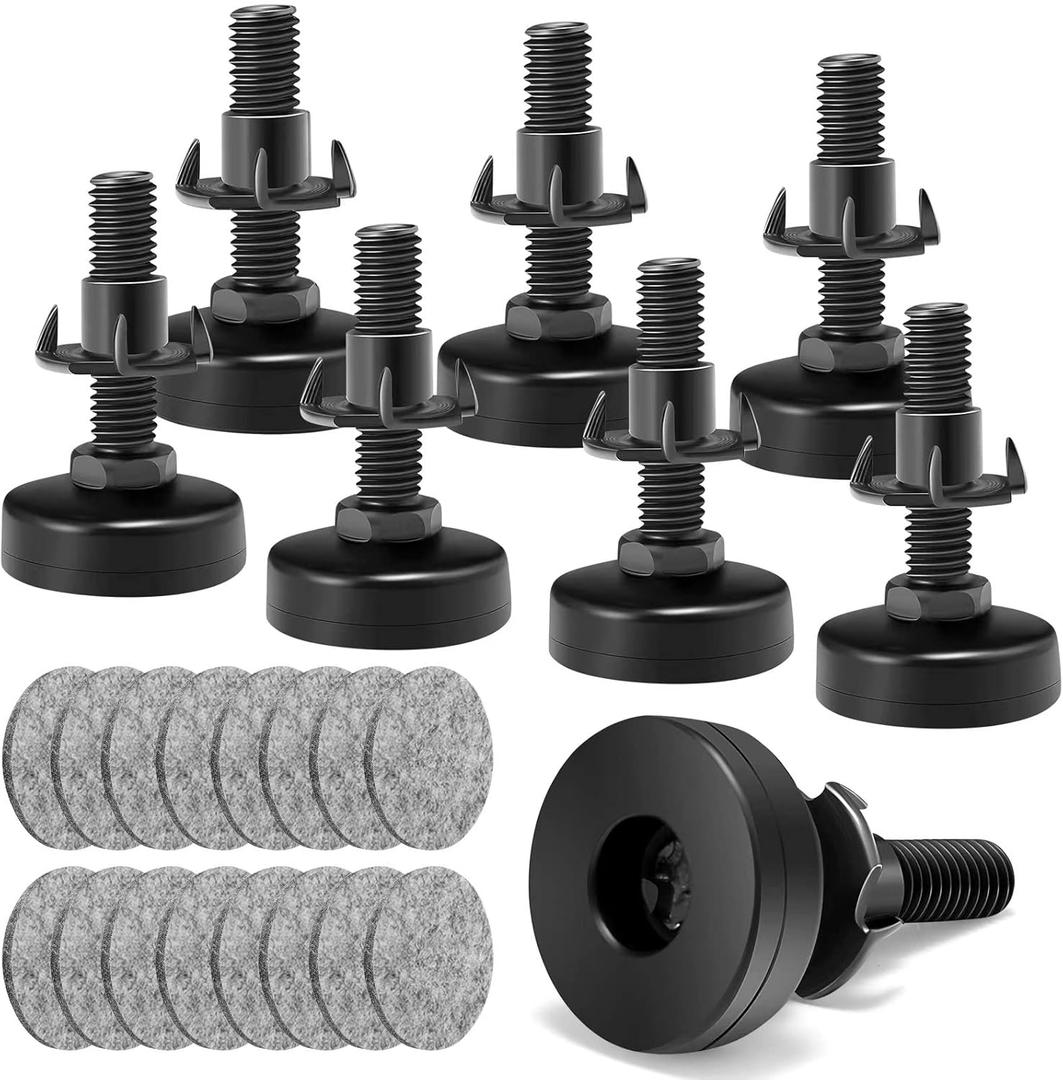 Leveling Feet, Adjustable Furniture Levelers for Furniture Leg Levelers, Table Chairs Cabinets Sofa Raiser, Heavy Duty Support 2640LBs, T- Nut Kit 3/8-16 Thread, Large Base (8 Set, Black)