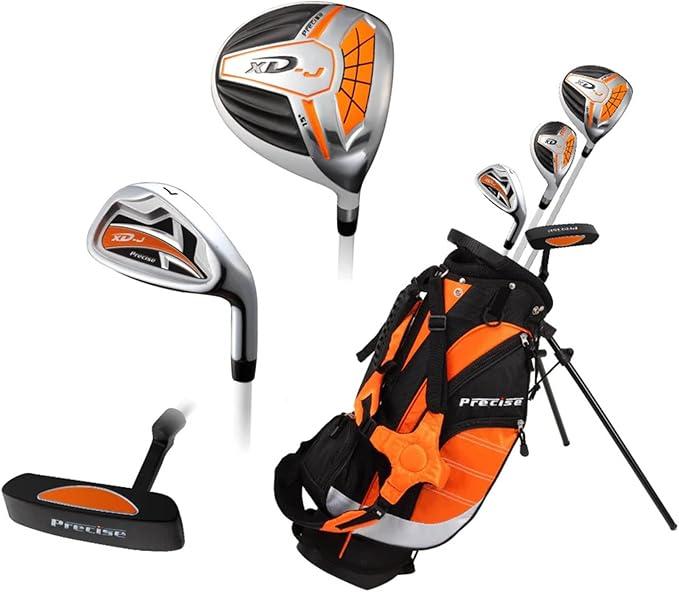 Precise XD-J Junior Complete Golf Club Set for Children Kids - 3 Age Groups Boys & Girls - Right Hand & Left Hand! (Orange Ages 9-12, Left Hand)