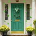 Novabright 15 Inch St. Patrick's Day Shamrock Door Wreath with Green Bow Wooden Clover Green Foam Berries Rustic Wood Hanging Decor for Irish Home Indoor Holiday Outdoor Farmhouse Window