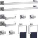 10-Pieces Brushed Nickel Bathroom Accessories Set, Stainless Steel Bathroom Hardware Set, Towel Racks for Bathroom Wall Mounted 24 Inch Bath Towel Bar Set.