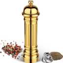 Aurevit Metal Pepper Grinder with Stainless Steel Core, Heavy Duty High Output Pepper Mill with Adjustable Coarseness, All-Metal Construction, Refillable (Gold)