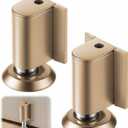 2 Pack Adjustable Magnetic Door Stoppers, Drilled Mount or No Drill Invisible Doorstops for Inside Door with Installation Screws and Adhesive Stickers, Protects Wall from Damage (Gold)