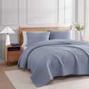 Tommy Hilfiger - Queen Quilt Set, Soft Cotton w/Breathable Feel, Lightweight Bedding for Year Round Comfort, 3 Piece Bed Set w/Matching Pillowcases (Christopher Blue)