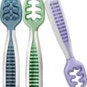 NumNum Baby Spoons Set, Baby Essentials Pre-Spoon GOOtensils for 6+ Months, First Stage Self-Feeding Spoons for Baby Led Weaning (BLW), Silicone Toddler Utensils, BPA-Free, 3 Pack Nature Friends