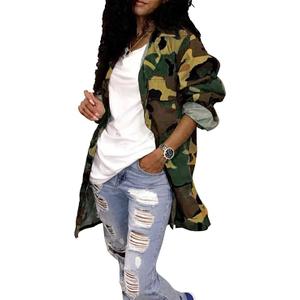 Naliha Women Casual Camouflage Jacket Military Anorak Long Sleeve Coat Outfit M