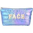 Hiroyuki Iridescent Makeup Bag, 14 inches Cosmetic Bag, Large Capacity Travel Pouch (Face, purple)