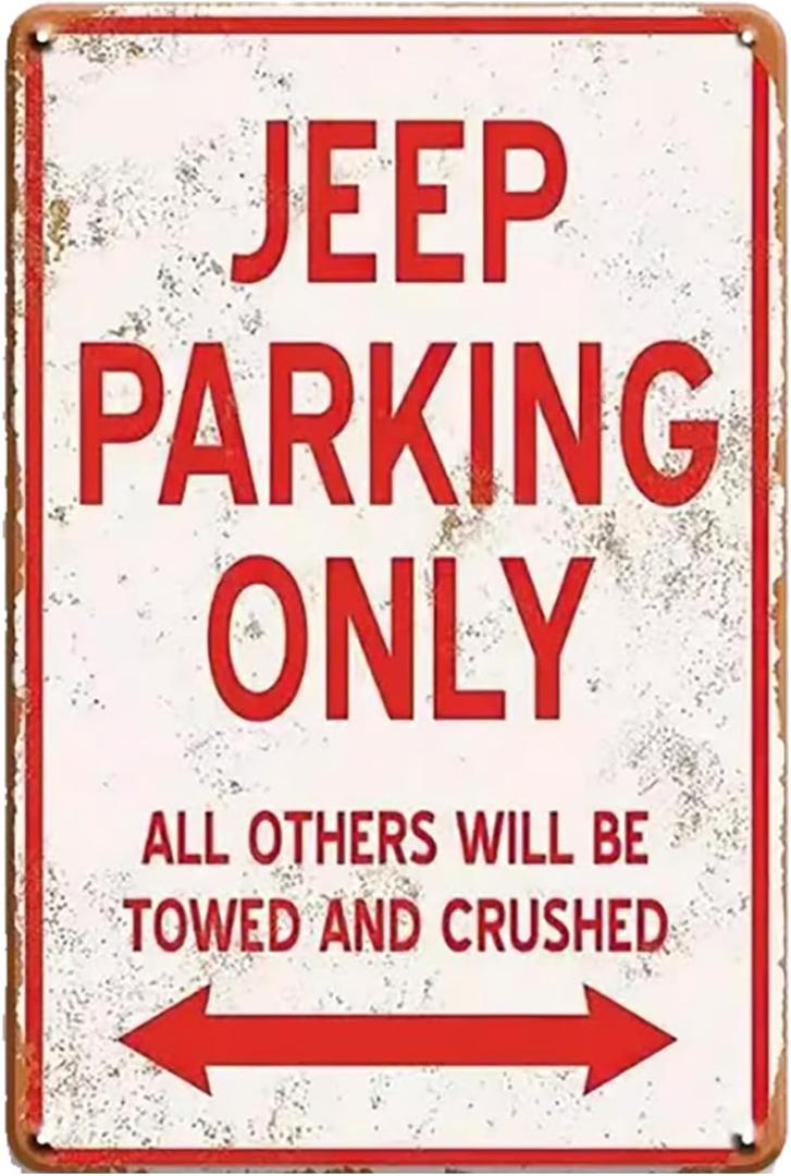 Vintage Metal Signs Car Room Decor for Boys Jeep Parking Only Garage Sign Funny Wall Decor for Men Bedroom