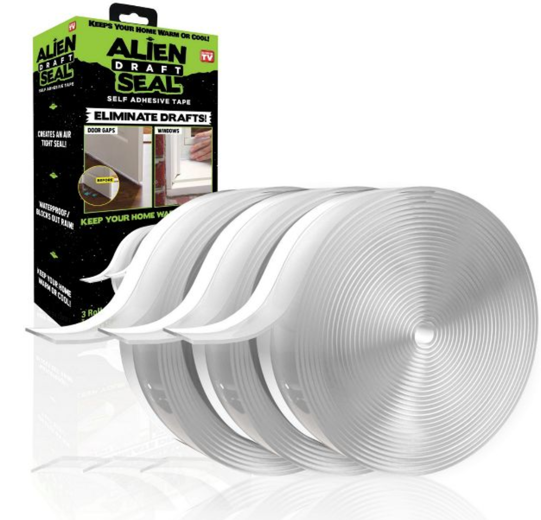 Alien Seal Transparent Anti-Draft Weather Stripping Insulation Tape Self-Adhesive Waterproof Door & Window Seal - 3 Pack