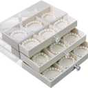 Bracelet Storage Box with 3 Drawers Bangle Organizer Display Case Clear 18 Grids Velvet Jewelry Organizer for Women Girls (Beige)
