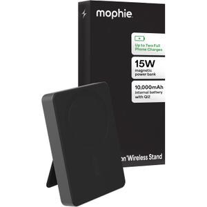 Mophie Powerstation Wireless Slim with Stand 10,000mAh Power Bank  MagSafe Compatible, 15W Qi2-Certified, 30W USB-C PD Fast Charging, Slim Battery Pack for iPhone, Android, Travel & Airplane Use