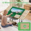 CODACE Puzzle Table with Drawers - 1500 Pieces Jigsaw Puzzles Table for Adults, Tilting Puzzle Board with 6 Sorting Trays and Cover, Tables with Adjustable Height Leg and Wheel, Puzzle Lover's Present