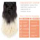 Yekartary Clip in Hair Extensions 7PCS 24 Inch Long Wavy Curly Hairpieces Thick Weft Synthetic Wig for Women Rose Red