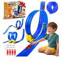 Nicmore Flexible Race Track Toy Set: 15ft DIY Bendable Ramp with Suction Cups – Portable Roll-Up Car Track for Kids Compatible with 1:64 Diecast Cars – Birthday Christmas for Boys Girls Ages 3+