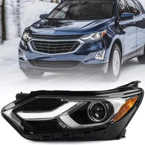 FIONE for Chevy Equinox Headlight Assembly 2018 2019 2020 2021 Halogen LED DRL Projector Headlamp Replacement Left Driver Side LH 84194561