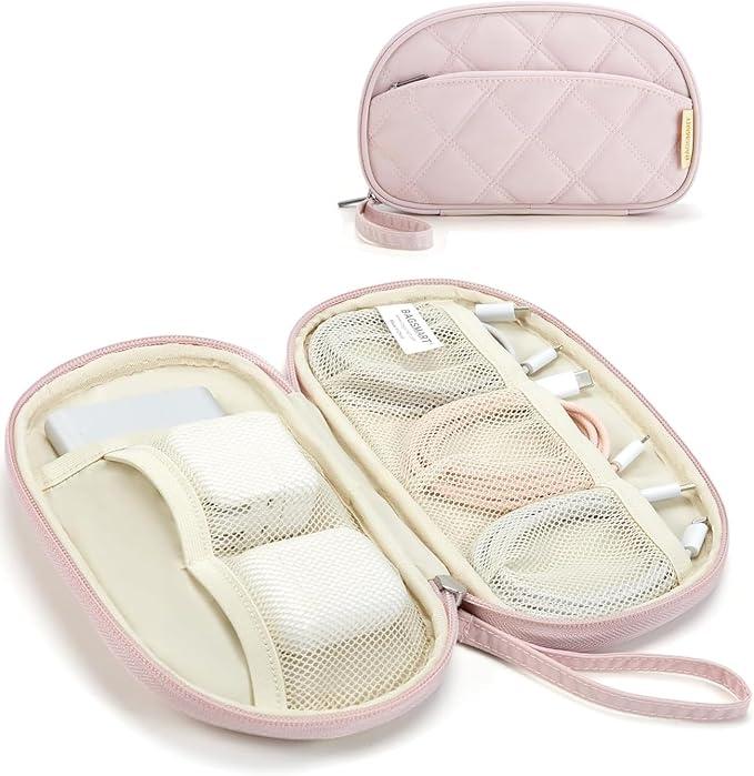 BAGSMART Cord Organizer Travel Cable Bag, Compact Tech Electronic Organizer Travel Case, Essentials for Charger, Cable, Phone, Flash drive, Double Layers (Pink) BAGSMART Cord Organizer Travel Cable Bag, Compact Tech Electronic Organizer Travel Case, Essentials for Charger, Cable, Phone, Flash drive, Double Layers (Pink)