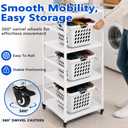 4-Tire Laundry Basket Holder Storage Shelf, Metal Stackable Laundry Sorter
