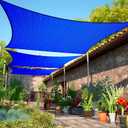 ShadeMart 8' x 16' Blue Sun Shade Sail Rectangle Canopy Fabric Cloth Screen SMSL, Water and Air Permeable & UV Resistant, Heavy Duty, Carport Patio Outdoor