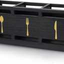 Ayiaren Wooden Cutlery Silverware Holder Flatware Utensil Caddy Black Utensil Holder for Kitchen Counter Wood Silverware Caddy Organizer for Table Countertop Spoon Knife and Fork Holder for Parties