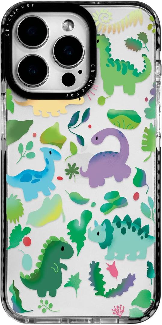 for iPhone 14 Pro Case, Cute Dinosaur Nature Pattern with Pastel Dinos, Military-Grade Drop Protection, Cute Soft Slim TPU Protective Cover with Camera Protection for Women & Girls