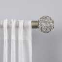 EXCLUSIVE HOME Rings 1" Curtain Rod and Coordinating Finial Set, Matte Silver, Adjustable 36"-72"