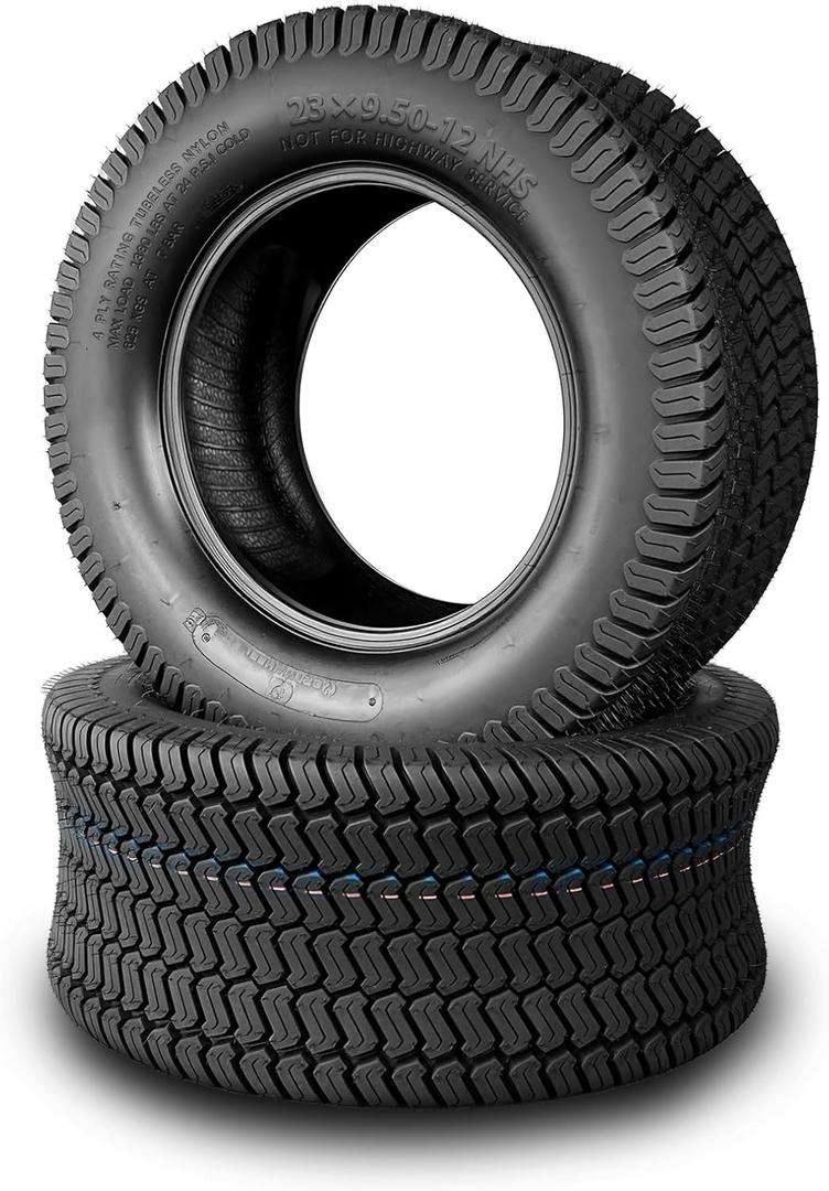 TRIPOWER 23x9.50-12 Lawn Mower Tires - 23x9.5x12 Turf Tires for Lawn Garden Trailer Mower and Tractor, 4PR Tubeless, 1380lbs Capacity, Set of 2