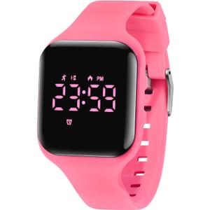Kids Watches for Girls Boys Digital Sport Watch with Step Counter Pedometer Vibration Alarm Clock, No App Waterproof Fitness Tracker Kids Watch Boys Girls Teens Students Ages 5-16 - Pink
