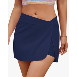 GRAPENT Women's Swim Skirt High Waisted Asymmetric Wrap Bikini Tankini Bathing Suits Bottoms Side Split Swimsuit Skirts M