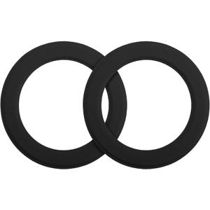 uxcell Magnetic Sticker Ring, 2Pcs Universal Magnetic Adapter Ring Leather Magnet Wireless Charging Conversion Kit for Mobile Phone Case Wireless Charger (Black)