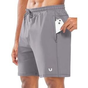 NORTHYARD Men's 7" Gym Shorts Knit Athletic Tennis Shorts for Men with Zipper Pockets for Workout Athletic Training Stone XL