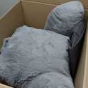A Nice Night Faux Fur Reading Pillow Bed Wedge Large Adult Children Backrest with Arms Back Support for Sitting Up in Bed/Couch for Bedrest,Gray,Large