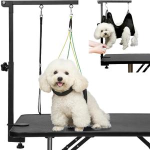 Breeze Touch Dog Grooming Arm - 32" Dog Grooming Table Arm with Clamp and Post, Loop Noose, No Sit Haunch Holder Grooming Restraint for Small & Medium Dogs
