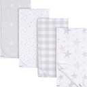 Gerber Unisex Baby 100% Cotton Flannel Receiving Blankets 30x30 Inches (Pack of 4), Celestial, One Size