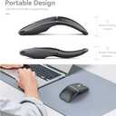 Bluetooth Wireless Arc Travel Mouse, Dual Model (2.4G+BT5.1) Rotating Foldable Mouse for Microsoft, Rechargeable Slim Portable Mice for Laptop, Notebook, PC, MacBook, Chromebook, Lenovo - Black
