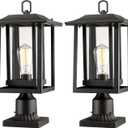Beionxii Outdoor Post Lights, Large Exterior Lamp Post Light Fixture with Pier Mount Base, Black Cast Aluminum w/Clear Glass (19" x 9") - A197P-2PK (NOT Solar, 110-120V AC)