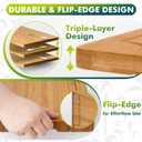 Durable Bamboo Cutting Boards for Kitchen  3-Piece Set with Deep Juice Grooves, Carbonized Surface & Heavy-Duty Design, Perfect for Charcuterie, Meat, and Vegetables