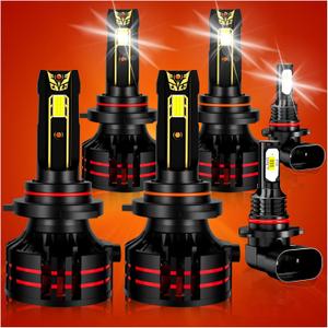 Compatible for GMC Sierra 1500 2500HD 3500/Chevy Silverado 2003 2004 2005 2006 Driving Light Bulbs Combo, 6500K White 800% Brightness, Direct Installation, 6-Pack