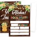 Pool Party Birthday Invitation Cards, Hawaiian Luau Fill-In Invites Card For Birthday Party, Tropical Invitations For Kids Family, Summer Parties Decorations Supplies, 20 Cards With Envelopes -01