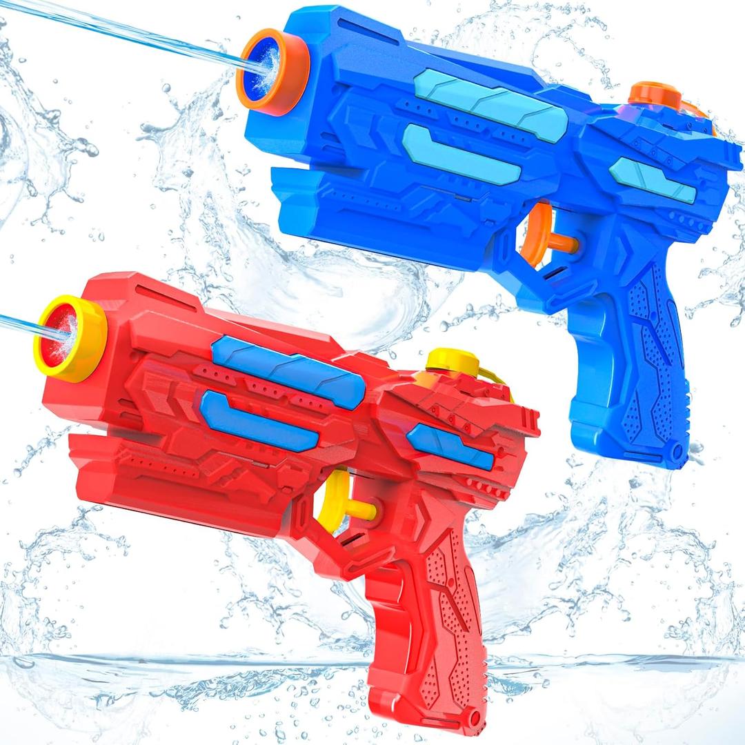 Water Guns for Kids, 2 Pack Leakproof Small Squirt Guns, Summer Outdoor Water Blaster Toys for Boys Girls Toddlers, Perfect for Pool Beach Yard Swimming Party Favors (Red-Blue)