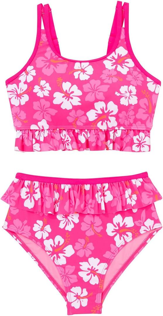 blibean Teen Girl Swimsuits Two Piece Bikini Sets with Chest Pad Size 6-15 Years (Rose Pink)