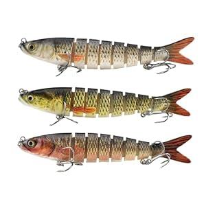 UOZAZE Floating Swimbait, Glide Bait for bass, Herring Lifelike Jointed swimbait for Bass Salmon Trout, ‎Slow Sinking Bass Fishing Lure, Gifts for Men, Trout Lures, Fishing Stuff