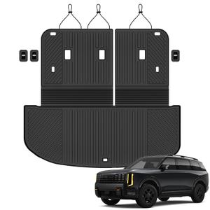 Auxko All Weather Cargo Mat with Backrest Mat Fit for Kia Telluride 2027 Gas/Hybrid TPE Accessoris All Season Guard Odorless Anti-Slip Black