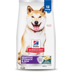 Hill's Science Diet Adult Sensitive Stomach & Skin Dry Dog Food, Pollock Meal, Barley, & Insect Meal, 12 lb. Bag, BBD 12/2026