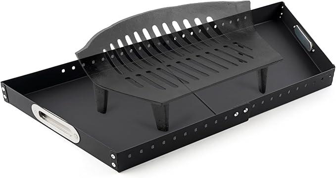Adjustable Fireplace Tray for Ash Collection, Expandable Ash Pan for Up to 31" Fireplace Grates, Galvanized Steel Ash and Ember Holder Pan, Fireplace Pan Included Nuts and Bolts
, 3 pieces, black