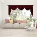Burgundy Red Valance - Waterfall Swag Valance for Window Toppers Window Cutains for Bedroom (1 Panel, Wine Red, W89 inch)