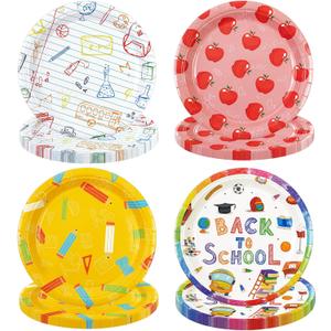 48PCS Back to School 7inch Paper Plates Disposable Party Supplies Tableware