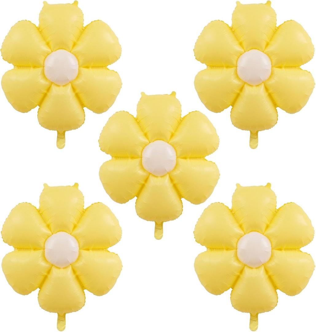 PLAP Flowers Birthday Party Balloons Daisies Happy Birthday Party Decorations (Yellow)