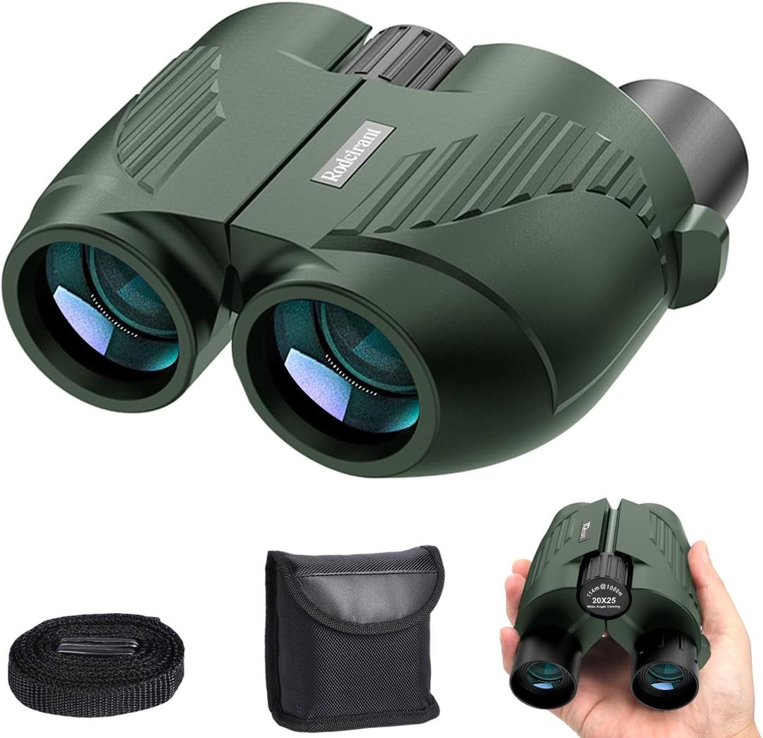 20x25 High Powered Binoculars for Adults and Kids,Compact HD Waterproof Durable and Clear BAK4 Prism FMC Lens,Suitable for Bird Watching,Sightseeing and Outdoor Sports (Green)