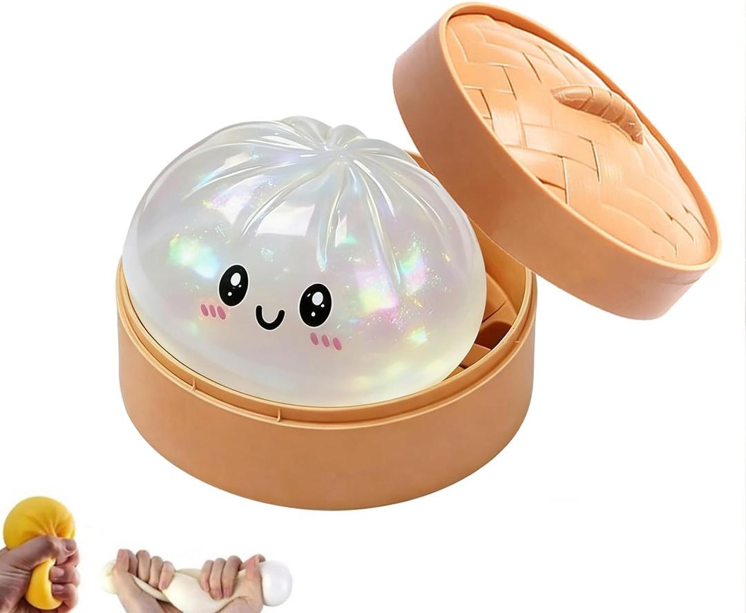 Dumpling Squishy, Squishy Dumpling Toy, Mystery Dumplings Squishies, Easter Gifts, Soft Squeeze Decompression Dough for Adults (Clear White)